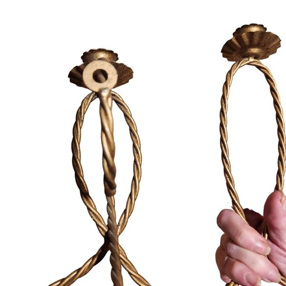 Vintage 1940s Gold Gild Metal Wall-Mounted 5-Arm Candle Holder MCM Glam Regency - Picture 6 of 7